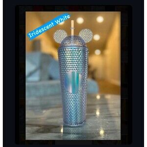 (IRIDESCENT WHITE) Mickey Mouse Studded Tumbler 24 oz.